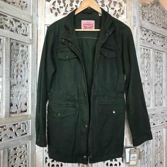 NWT Levi's Army Green Zip-Up Military Jacket Small - Picture 6 of 15